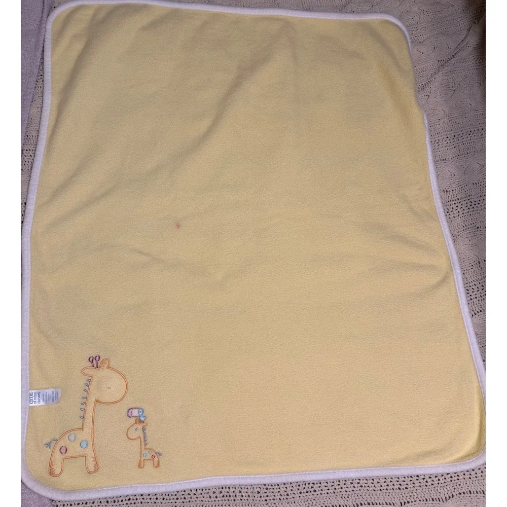 Child of Mine by Carters Yellow Fleece Baby Blanket Giraffe Embroidery squeaktoy